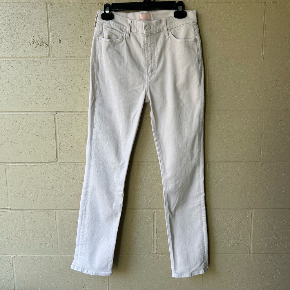 Mother The Dazzler Hover Straight Leg Jeans ‘Date Night’ Pink (cream/pale peach)